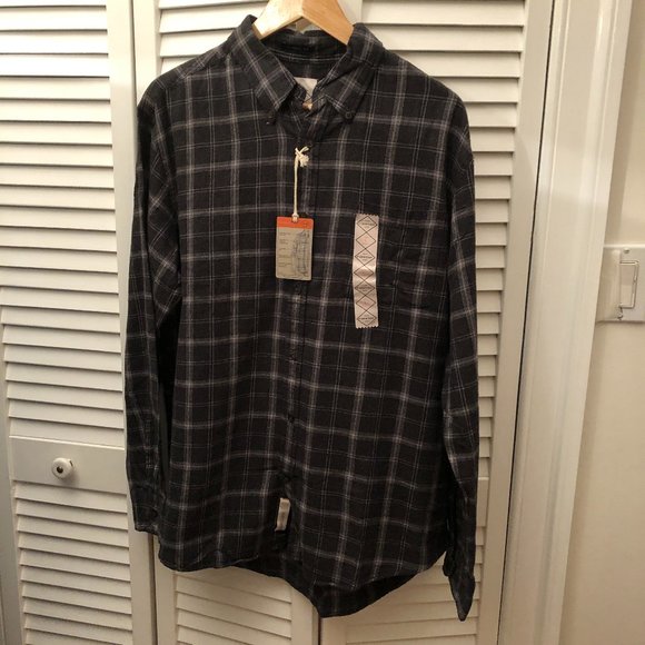 St John's Bay men shirt, navy gray plaid,L - Picture 1 of 10